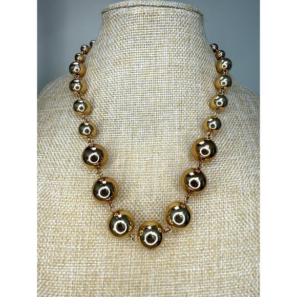 J. Crew Gold-Tone Graduated Bead Necklace 21" Statement Jewelry For Women - Picture 1 of 8